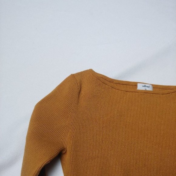 WILFRED | Yacine Cut Out Ribbed Long Sleeve Yellow Top Aritzia XS - Picture 7 of 9